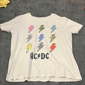AC/DC Kids Short Sleeve Tee - White with Colorful Lightning Bolts